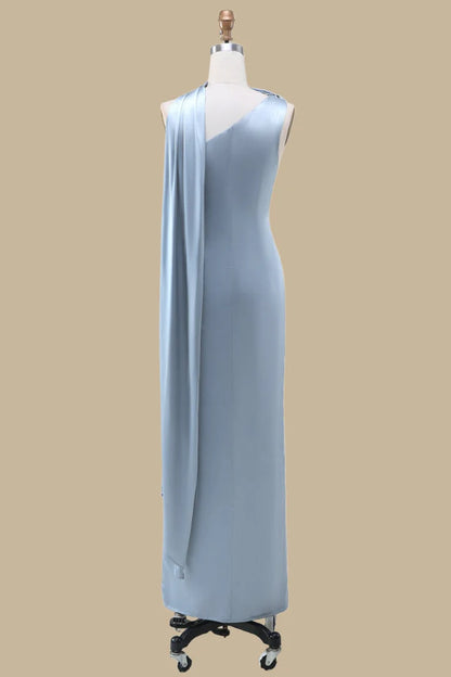 One-Shoulder Maxi Dress with Sash