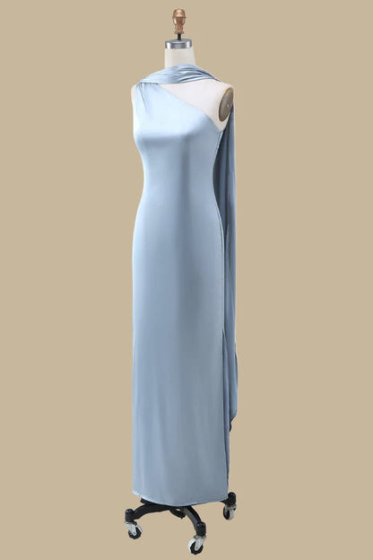 One-Shoulder Maxi Dress with Sash