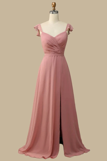 Surplice Neck A-Line Chiffon Maxi Dress