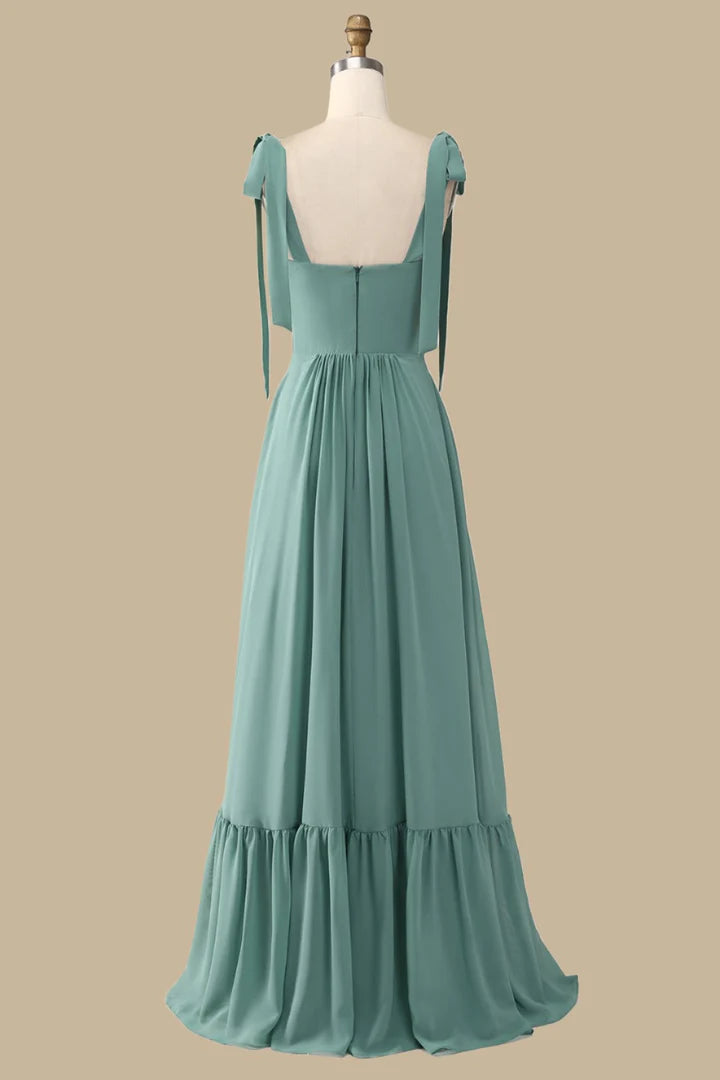 A-Line Maxi Dress with Bow Straps