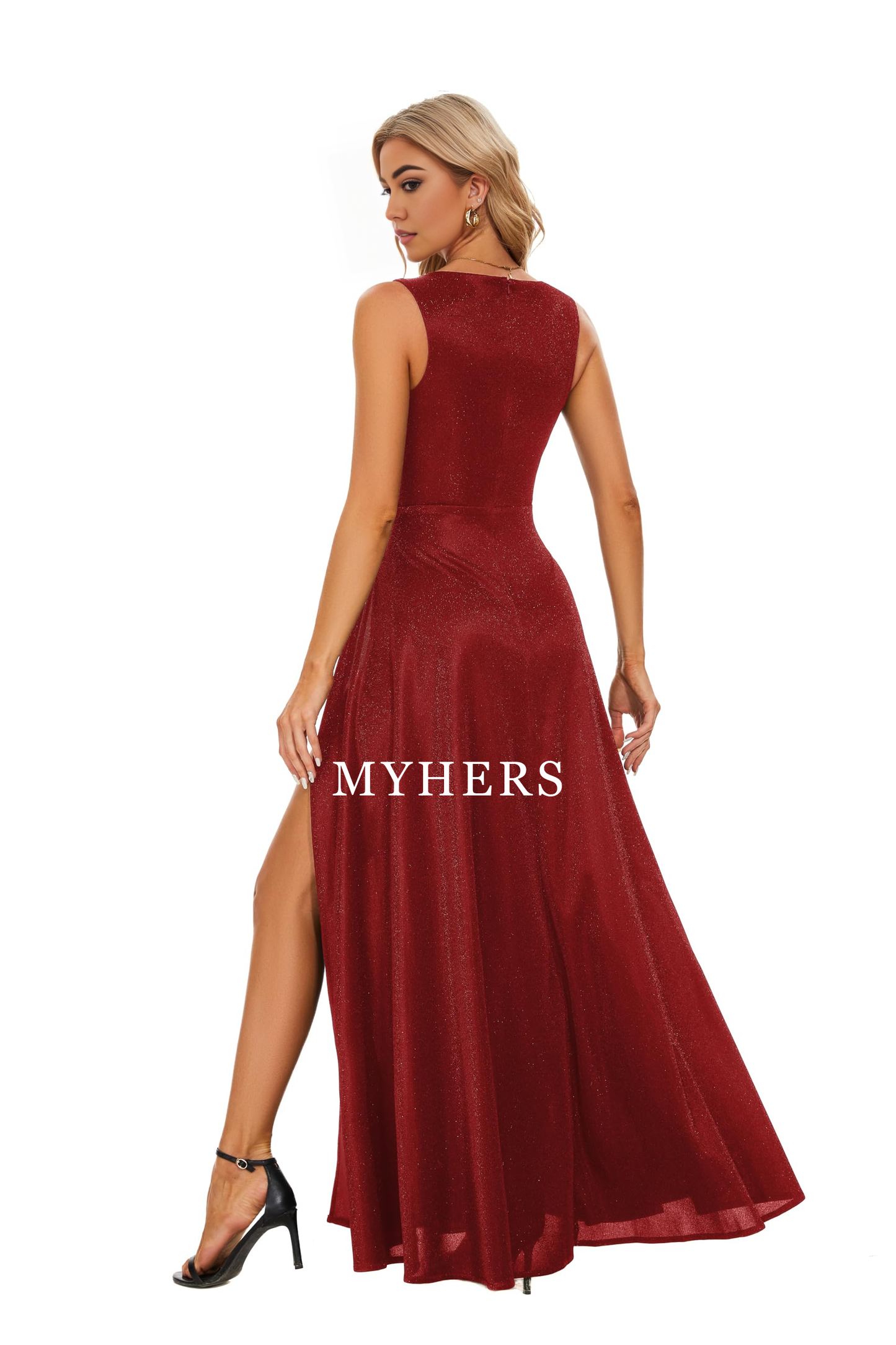 Formal Wear Dresses Prom Dress V Neck Elegant Sparkle Evening Long Party High Slit Wedding Guest Dresses