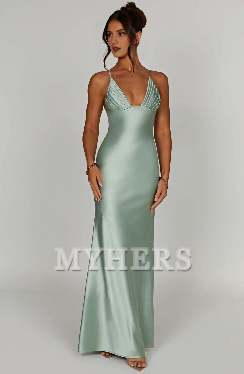 Elegant Mermaid Halter Plunge Neckline Backless Sheath Dresses Fashion Simple Bridesmaid Dresses Wedding Guests Dresses