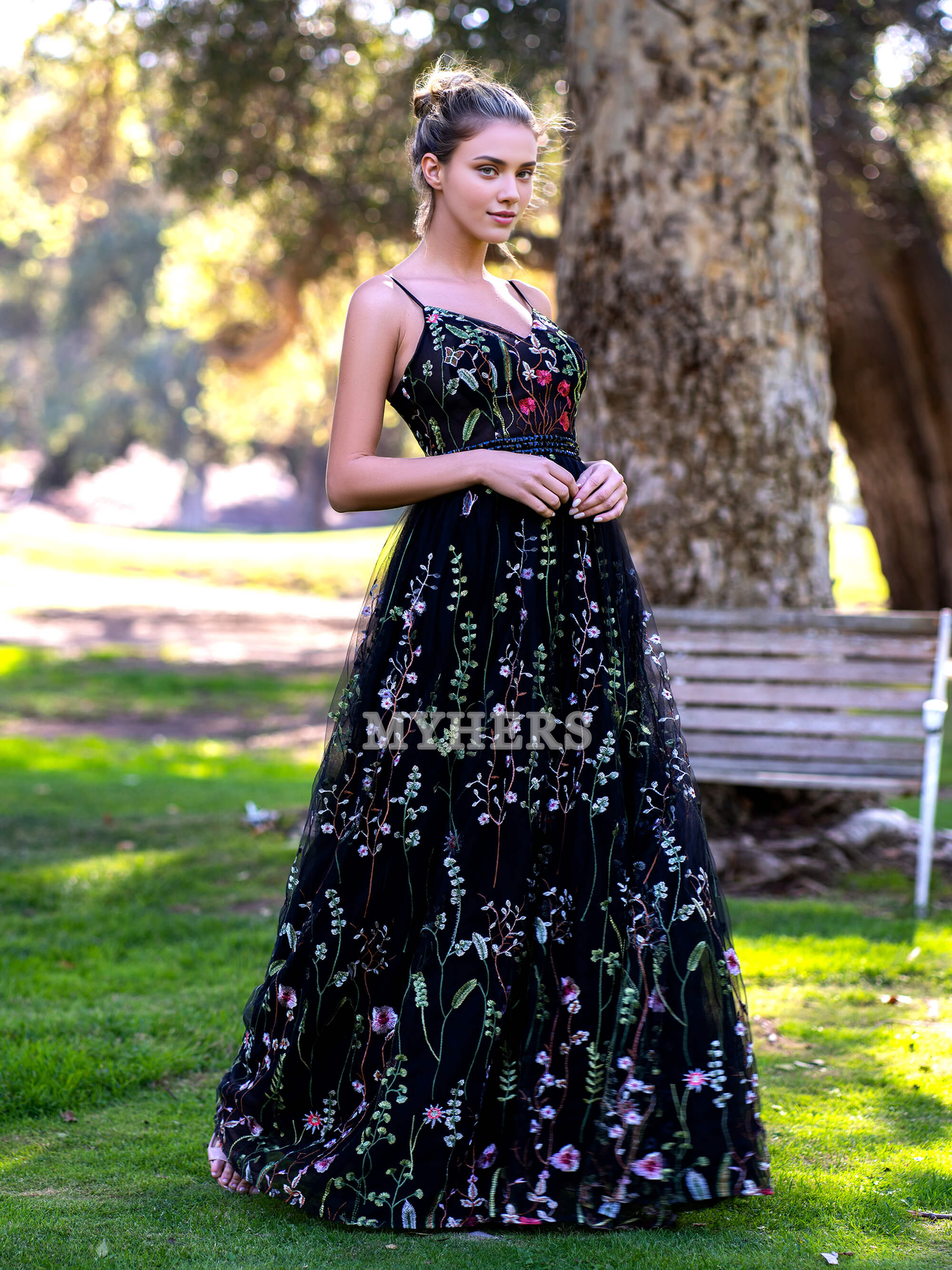 Formal Women's Dresses Wedding Guest Dresses V-Neck Spaghetti Straps Applique Tulle Floor Length Sweet Prom Dress Elegant Fantastic Evening Dress