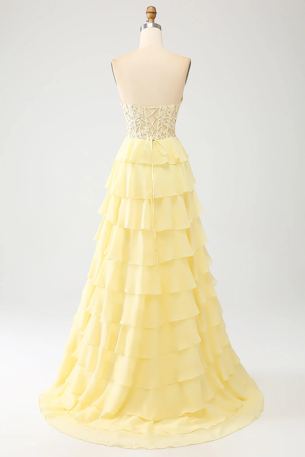 Sky Blue A-Line Off-the-Shoulder Sweetheart Tiered Lace-Up Back Long Prom Dress