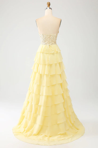 Sky Blue A-Line Off-the-Shoulder Sweetheart Tiered Lace-Up Back Long Prom Dress
