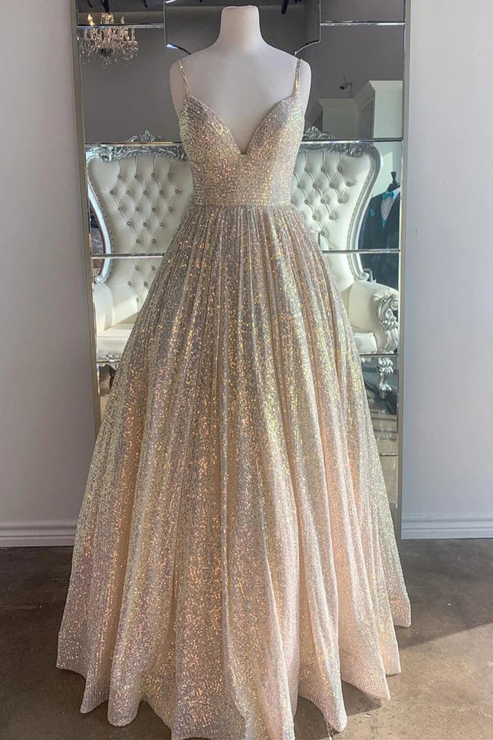 Sequin Empire Long Prom Dress
