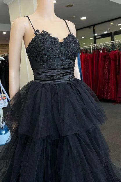 Multi-Tiered  Straps A-Line Long Prom Dress