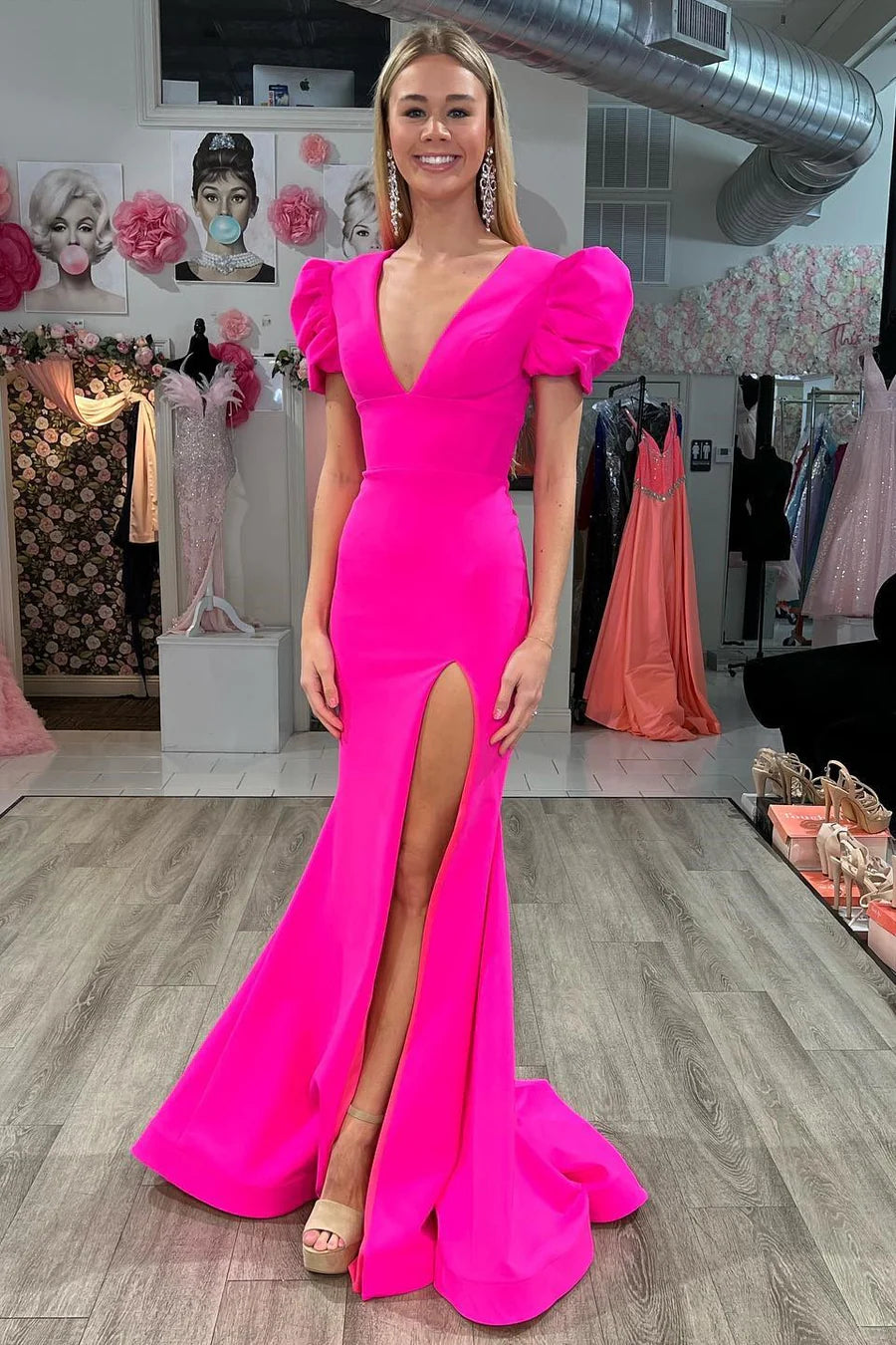 Elegant  Plunge V Cutout Back Mermaid Long Formal Dress
