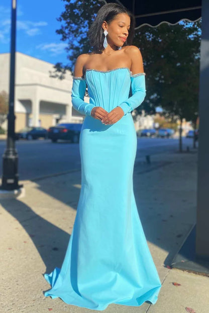 Off-the-Shoulder Long Sleeve Mermaid Formal Dress