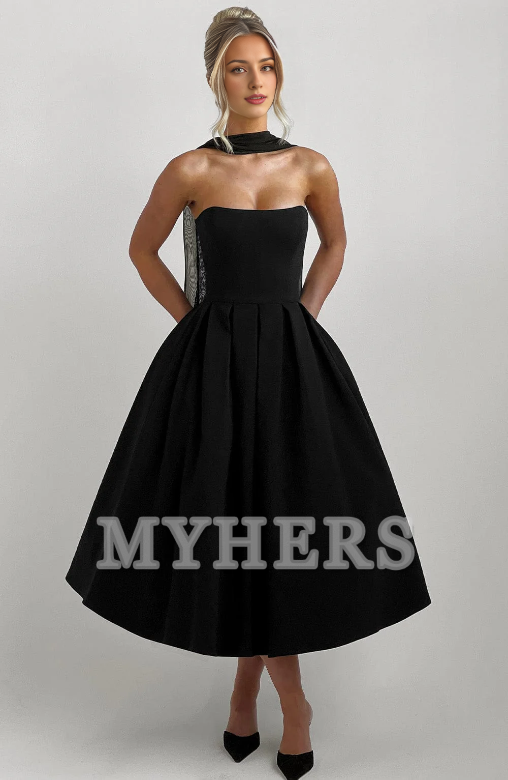 A Line Strapless Backless Elegant Exquisite Dresses Bridesmaid Dresses Wedding Guests Dresses