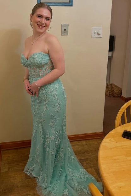 Sweetheart  Lace Mermaid Long Formal Dress