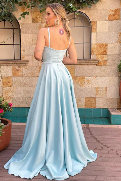 A Line Spaghetti Straps Sweetheart Ruched Long Bridesmaid Dress