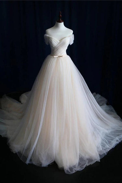 Ball Gown Tulle Sweetheart Lace up Bowknot Wedding Dresses