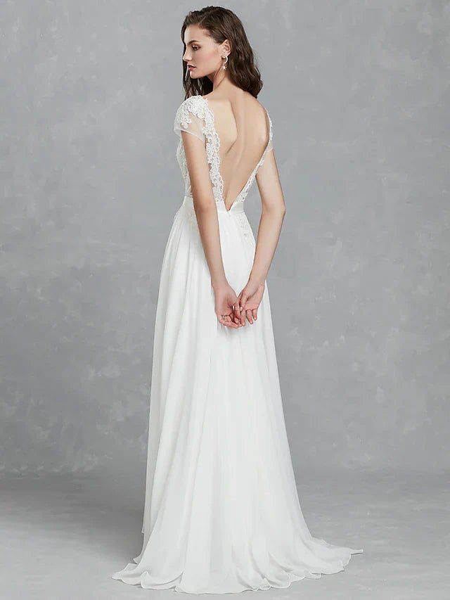 Wedding Dresses Bateau Neck Satin Long Sleeve Mordern Backless with Buttons