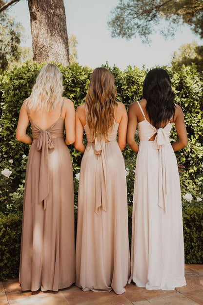 Chiffon Spaghetti Straps Neckline A-line Bridesmaid Dresses