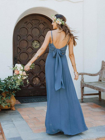 Chiffon Spaghetti Straps Neckline A-line Bridesmaid Dresses