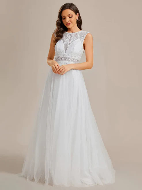 Cover Sleeve See-Through Round Neckline Lace Embroidery Wedding Dress/Prom Dresses Charming Party Dresses