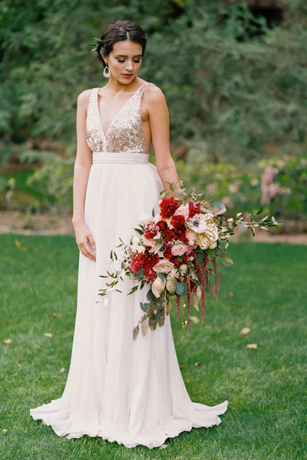 Elegant Open Back V Neck With Bowknot Bridesmaid Dresses