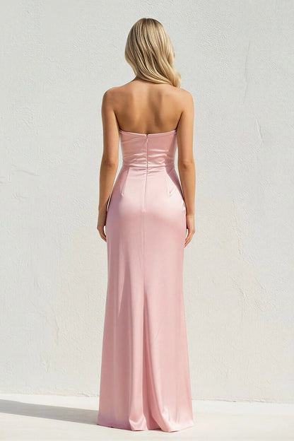Elegant Satin Strapless Cutout-Bust Mermaid Long Evening Dress