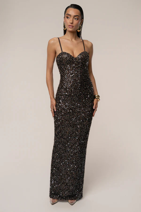 Glamorous Black Sequin Strapless Sweetheart Mermaid Gown, Evening Dresses