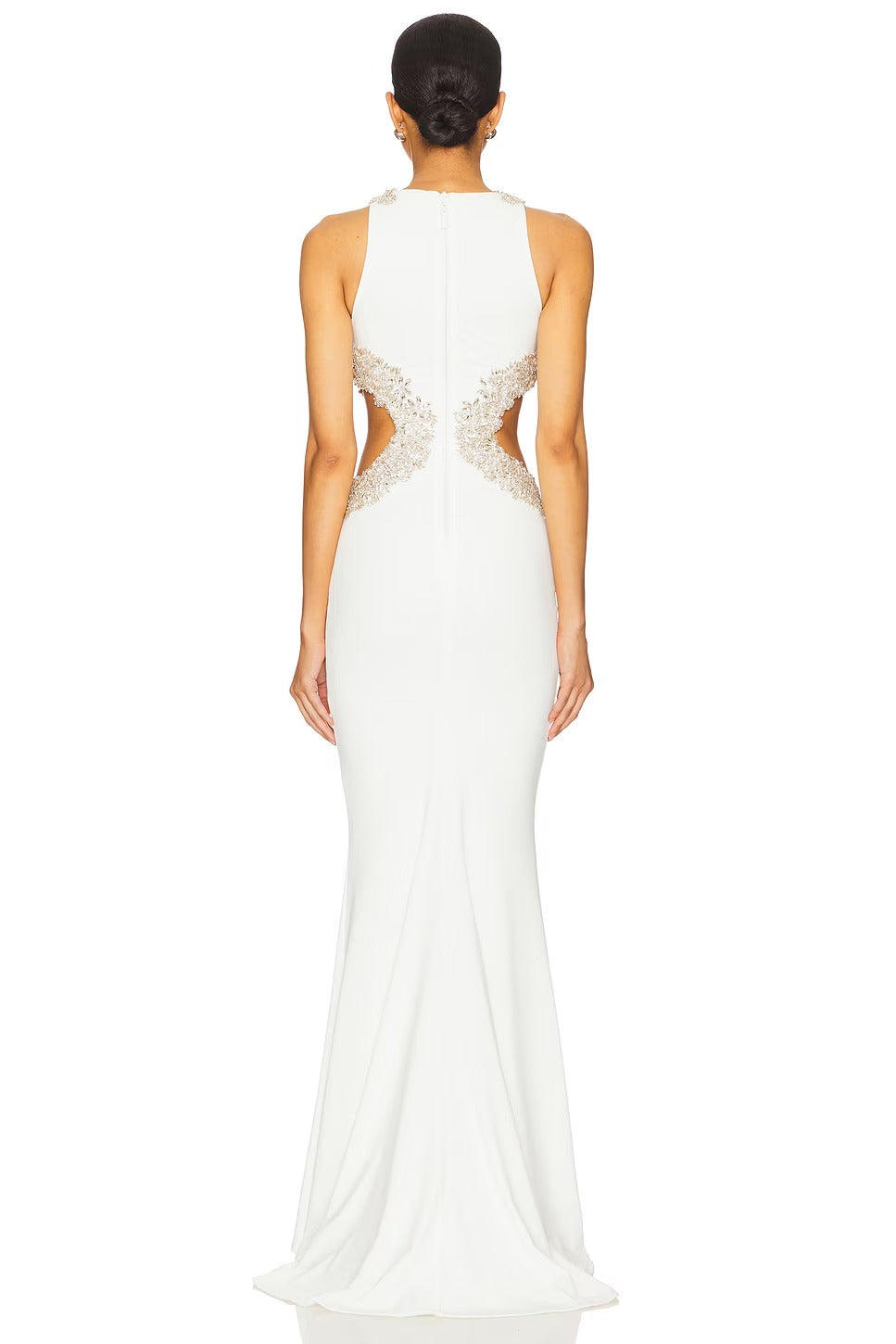 Glamorous Halter Neck Cutout Crystal-Embellished Evening Dresses