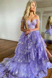 Princess Lace Tiered Stunning  Prom Dress With Lace Ruffles