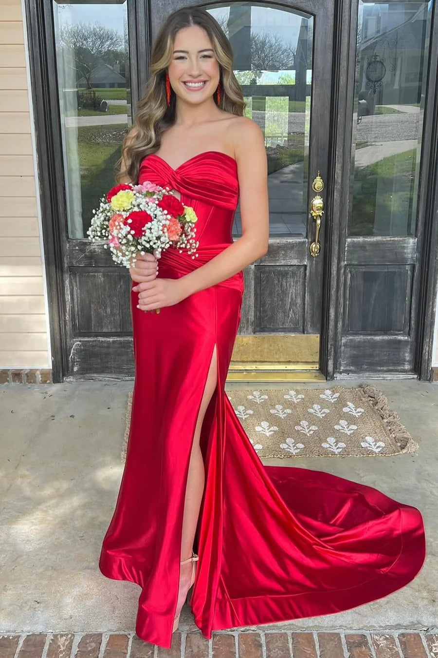 Strapless Keyhole Mermaid Long Dress with Slit