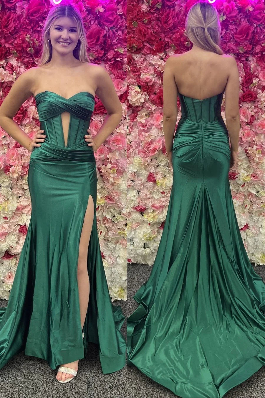 Strapless Keyhole Mermaid Long Dress with Slit