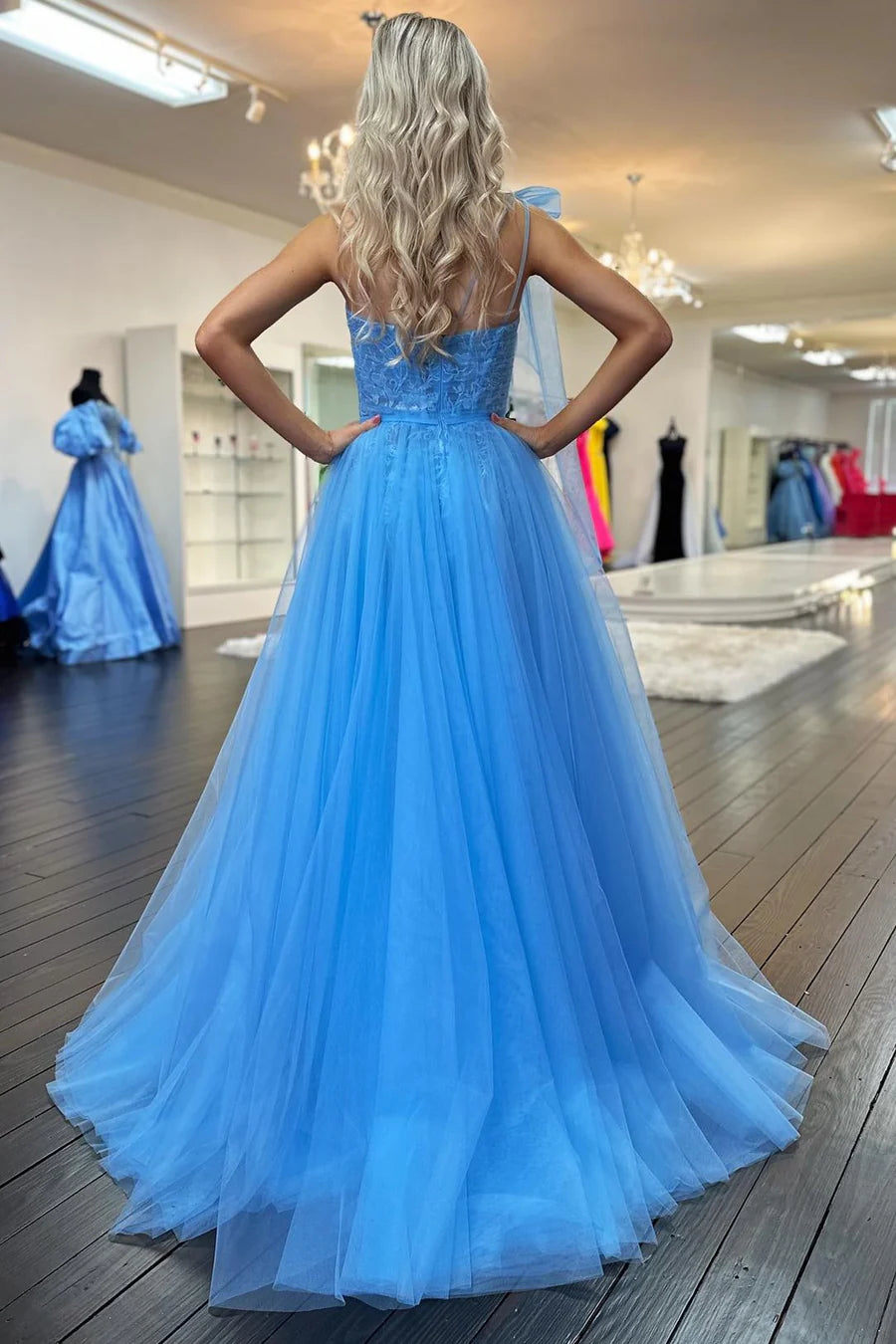 One-Shoulder Bow Strap A-Line Long Formal Dress