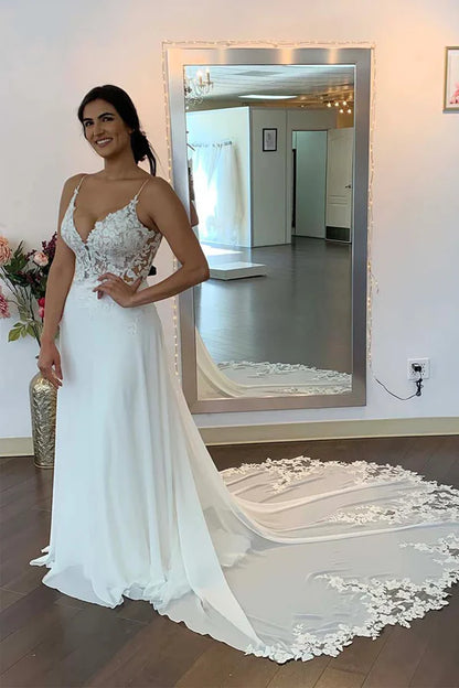 Mermaid/Trumpet Straps Appliques Bohemian Plus Size Wedding Dress