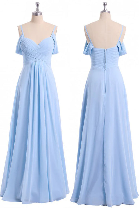 Bridesmaid Dress Spaghetti Strap Sleeveless Sexy Floor Length Chiffon Bridesmaid Dress Formal Dresses