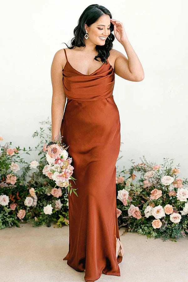 Sexy Burgundy Spaghetti Straps Sleeveless Bridesmaid Dress