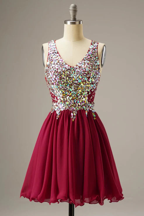 Short Mini Party/Homecoming Dress With Crystal Beading