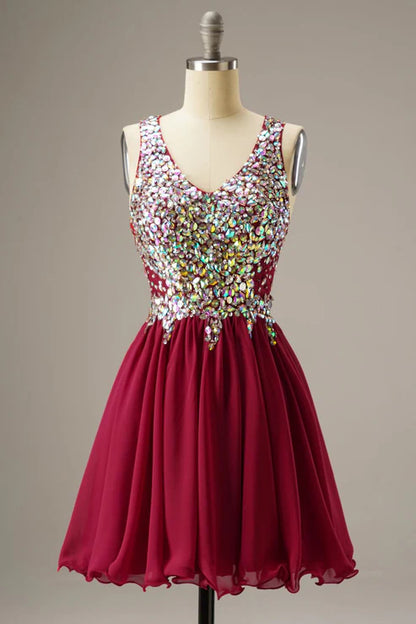 Short Mini Party/Homecoming Dress With Crystal Beading