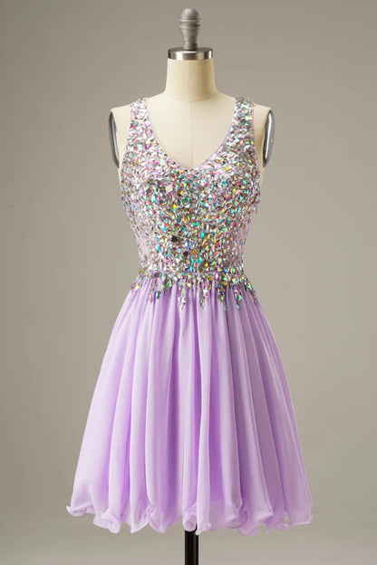 Short Mini Party/Homecoming Dress With Crystal Beading