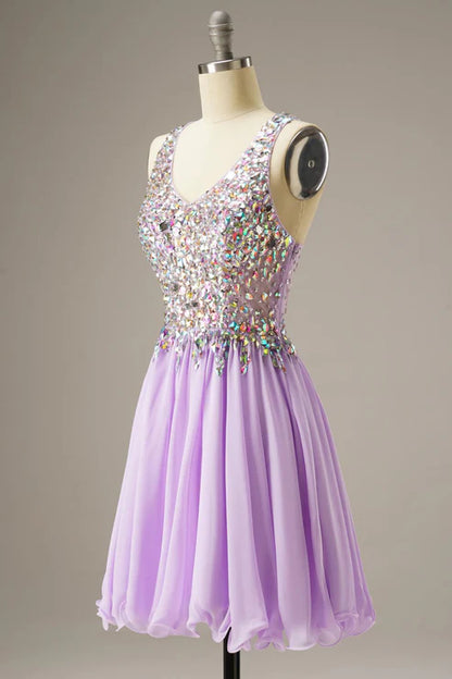 Short Mini Party/Homecoming Dress With Crystal Beading