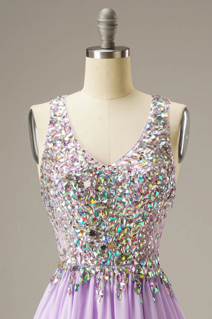 Short Mini Party/Homecoming Dress With Crystal Beading