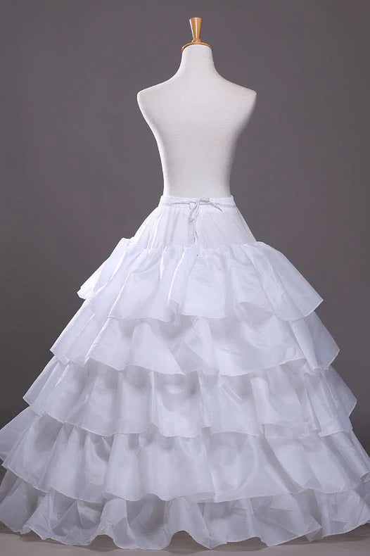 White Floor Length 5 Layers Bridal Under Skirt Ball Gown Party Prom Wedding Dress Petticoat