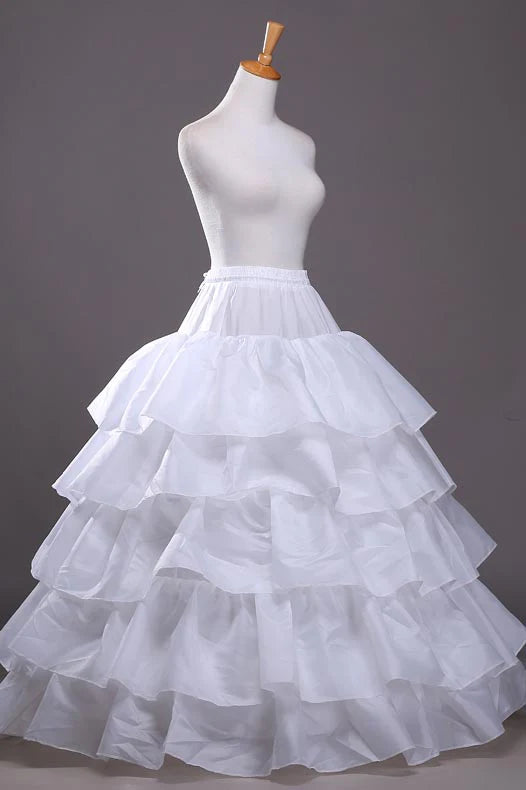 White Floor Length 5 Layers Bridal Under Skirt Ball Gown Party Prom Wedding Dress Petticoat