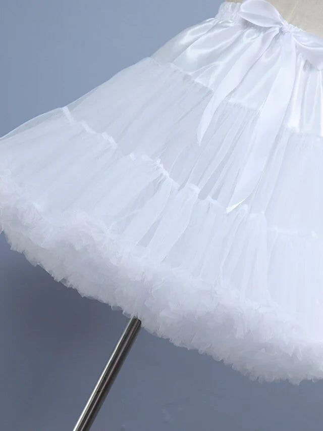 Mini Skirts Ruffle Layered Tulle Petticoat Engagement Tulle Knee-Length Petticoats With Gore