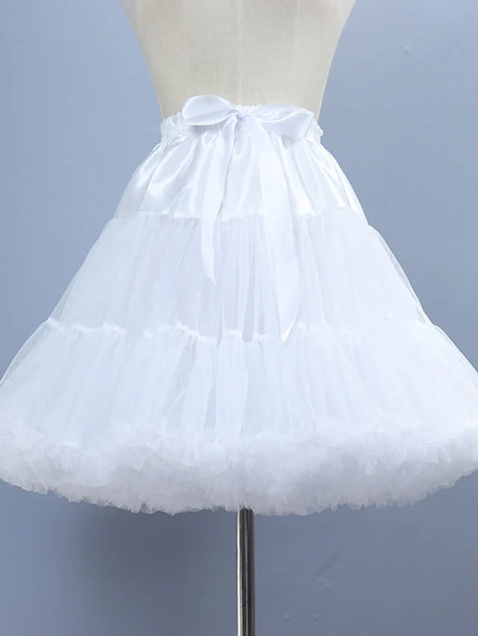 Mini Skirts Ruffle Layered Tulle Petticoat Engagement Tulle Knee-Length Petticoats With Gore