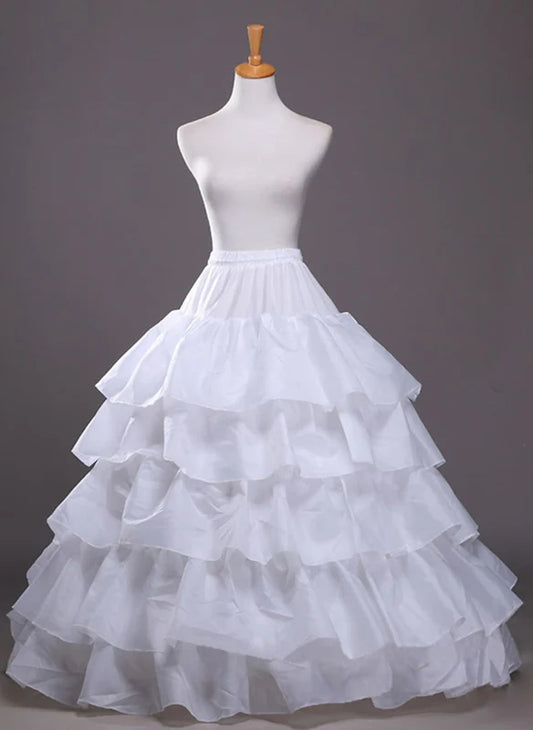 Ball Gown Hoop Skirt Under Skirt Crinoline Slips Polyester Floor-Length 5 Tiers Petticoats