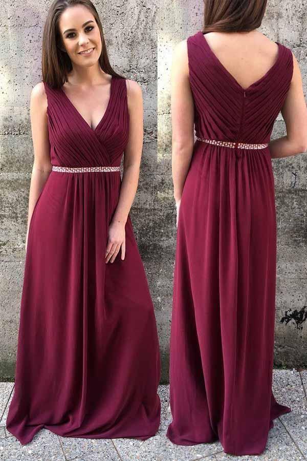 A-line Chiffon Prom Dresses Long Bridesmaid Dresses