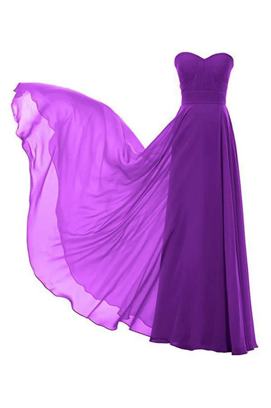 A-line Chiffon Bridesmaid Dress Floor Length Prom Evening Gown