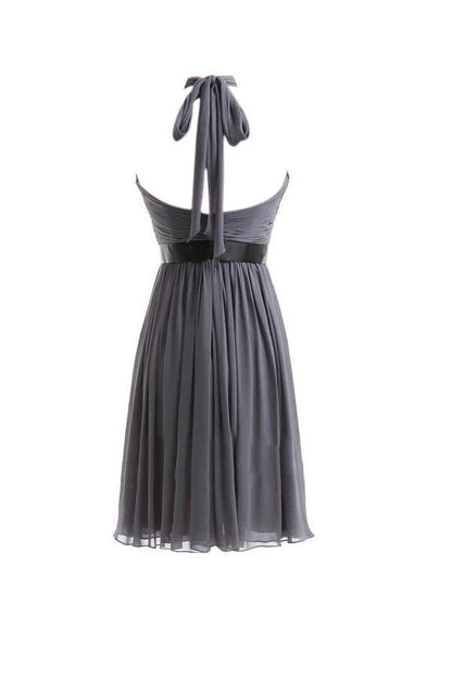 A-line Chiffon Halter Ruched Sash High Low Bridesmaid Dresses