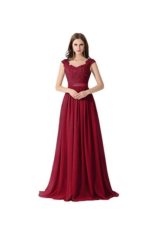 A-line Chiffon Lace Evening Gowns  Bridesmaid Dresses