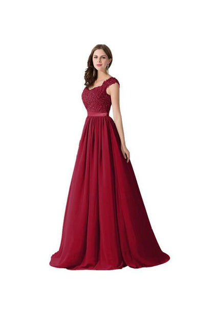 A-line Chiffon Lace Evening Gowns  Bridesmaid Dresses