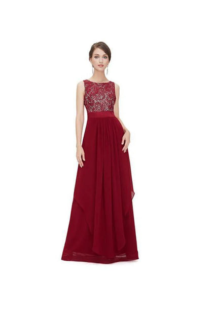 A-line Chiffon Round Neck Evening Dress Party Dress Prom Dress