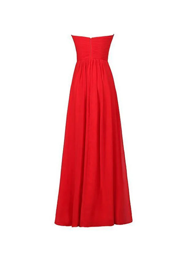 A-line Chiffon Sweetheart Bridesmaid Long Evening Gown