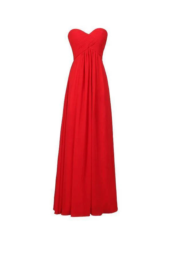 A-line Chiffon Sweetheart Bridesmaid Long Evening Gown